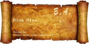 Bink Alex névjegykártya